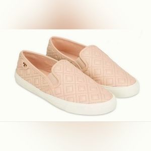 Tory Burch Jesse Women's Quilted Leather Slip On Shoes Light Pink US 9.5